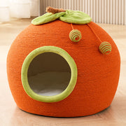 Contemporary Creative Spherical Round Hemp Rope Foam Fabric Lambswool Velvet Anti-Slip Dotted Fabric Cat Bed Toy Ball For Bedroom Cuvalon