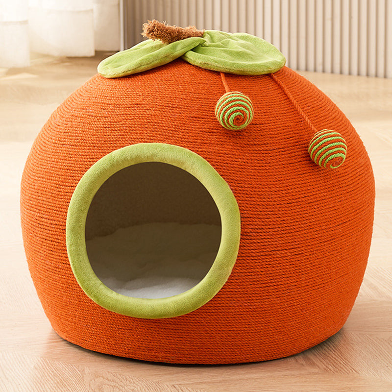 Contemporary Creative Spherical Round Hemp Rope Foam Fabric Lambswool Velvet Anti-Slip Dotted Fabric Cat Bed Toy Ball For Bedroom Cuvalon