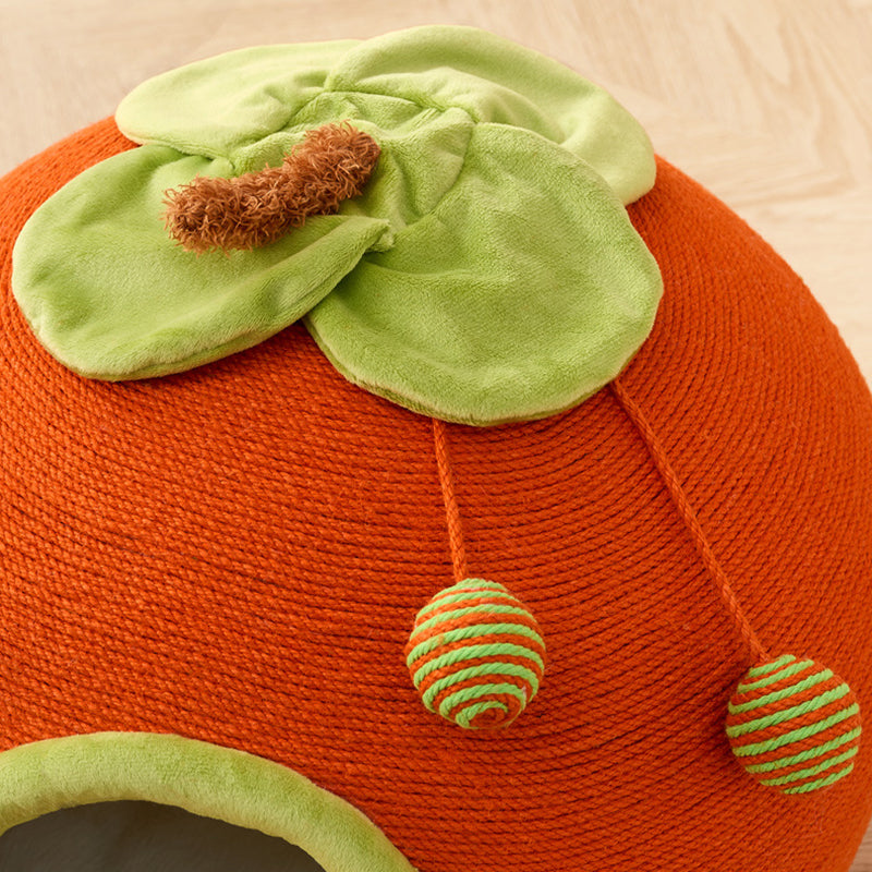 Contemporary Creative Spherical Round Hemp Rope Foam Fabric Lambswool Velvet Anti-Slip Dotted Fabric Cat Bed Toy Ball For Bedroom Cuvalon