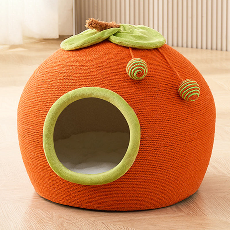 Contemporary Creative Spherical Round Hemp Rope Foam Fabric Lambswool Velvet Anti-Slip Dotted Fabric Cat Bed Toy Ball For Bedroom Cuvalon