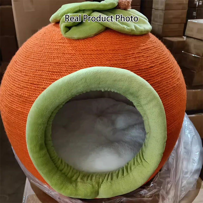 Contemporary Creative Spherical Round Hemp Rope Foam Fabric Lambswool Velvet Anti-Slip Dotted Fabric Cat Bed Toy Ball For Bedroom Cuvalon