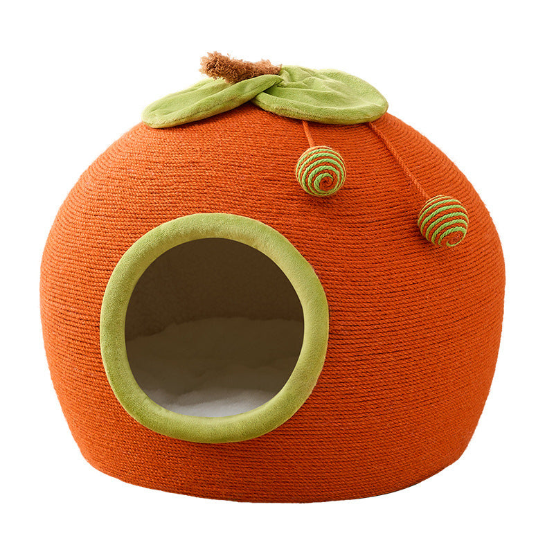 Contemporary Creative Spherical Round Hemp Rope Foam Fabric Lambswool Velvet Anti-Slip Dotted Fabric Cat Bed Toy Ball For Bedroom Cuvalon