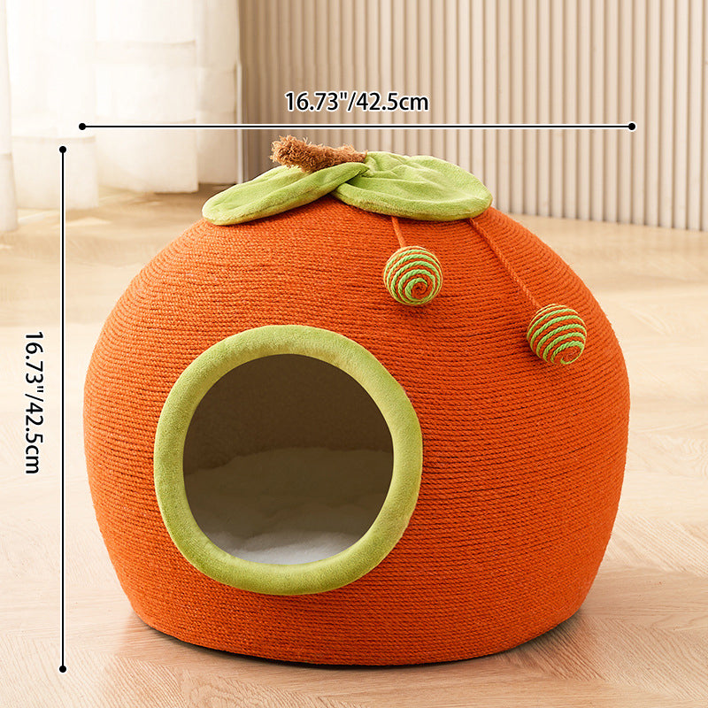 Contemporary Creative Spherical Round Hemp Rope Foam Fabric Lambswool Velvet Anti-Slip Dotted Fabric Cat Bed Toy Ball For Bedroom Cuvalon
