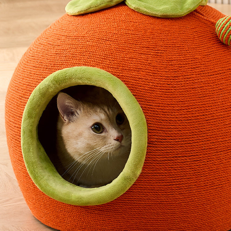 Contemporary Creative Spherical Round Hemp Rope Foam Fabric Lambswool Velvet Anti-Slip Dotted Fabric Cat Bed Toy Ball For Bedroom Cuvalon
