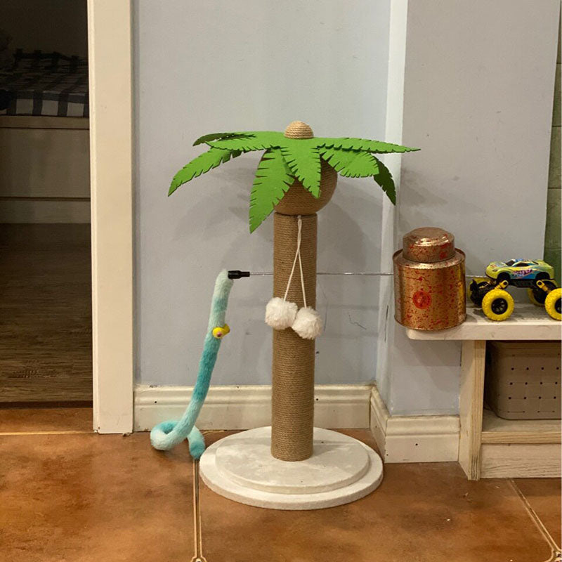 Contemporary Creative Coconut Tree-Shaped Sisal Felt Paper Tube Medium Density Fiberboard Velvet Cat Scratching Post Toy Ball For Living Room Cuvalon