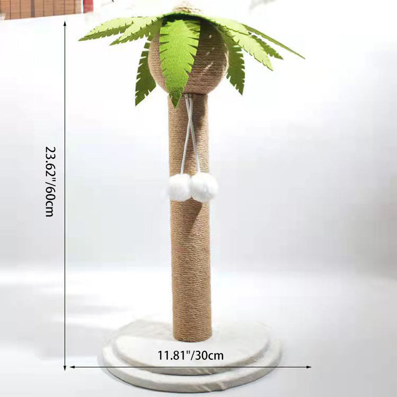 Contemporary Creative Coconut Tree-Shaped Sisal Felt Paper Tube Medium Density Fiberboard Velvet Cat Scratching Post Toy Ball For Living Room Cuvalon