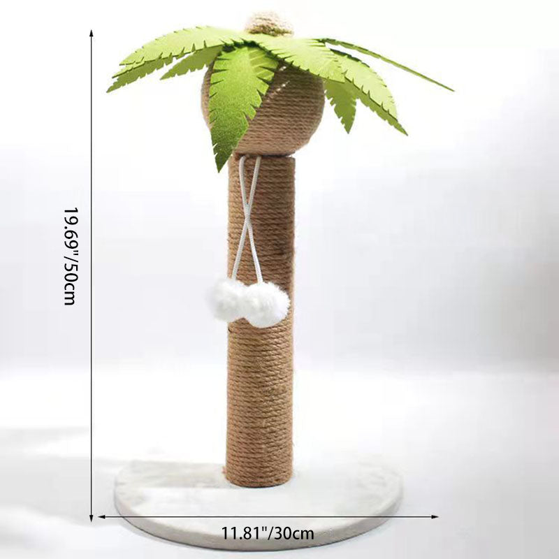 Contemporary Creative Coconut Tree-Shaped Sisal Felt Paper Tube Medium Density Fiberboard Velvet Cat Scratching Post Toy Ball For Living Room Cuvalon