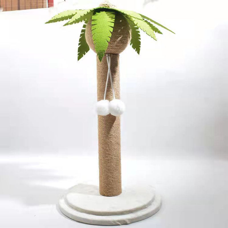 Contemporary Creative Coconut Tree-Shaped Sisal Felt Paper Tube Medium Density Fiberboard Velvet Cat Scratching Post Toy Ball For Living Room Cuvalon