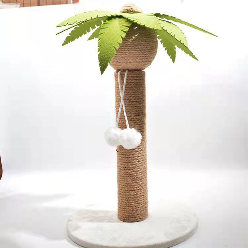 Contemporary Creative Coconut Tree-Shaped Sisal Felt Paper Tube Medium Density Fiberboard Velvet Cat Scratching Post Toy Ball For Living Room Cuvalon