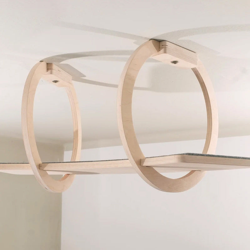Modern Minimalist Round Curved Skybridge Plywood Felt Cat Tree & Condo 1/2 Hammock For Living Room Cuvalon