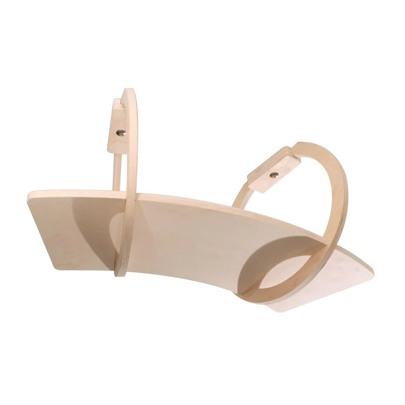 Modern Minimalist Round Curved Skybridge Plywood Felt Cat Tree & Condo 1/2 Hammock For Living Room Cuvalon