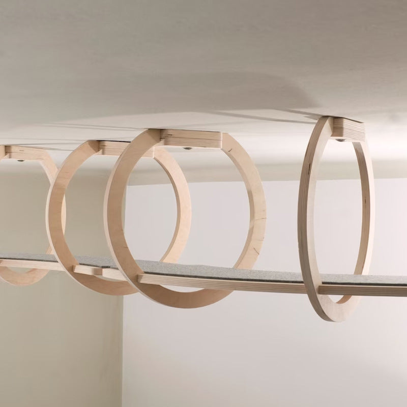 Modern Minimalist Round Curved Skybridge Plywood Felt Cat Tree & Condo 1/2 Hammock For Living Room Cuvalon