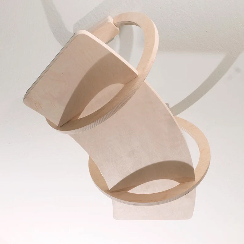 Modern Minimalist Round Curved Skybridge Plywood Felt Cat Tree & Condo 1/2 Hammock For Living Room Cuvalon