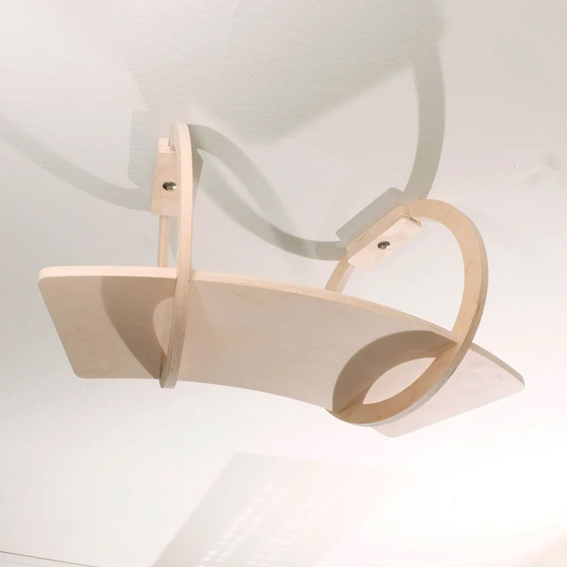 Modern Minimalist Round Curved Skybridge Plywood Felt Cat Tree & Condo 1/2 Hammock For Living Room Cuvalon
