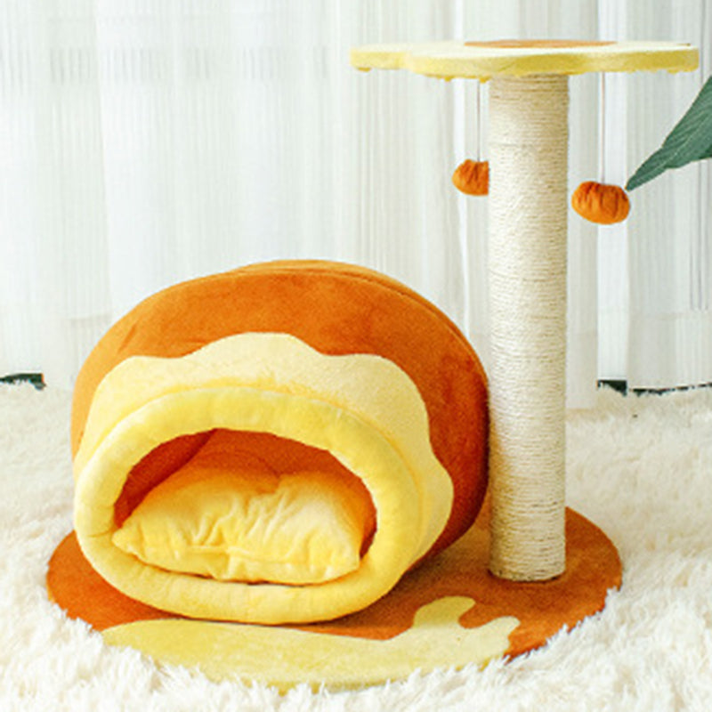 Contemporary Creative Teddy Bear-Shaped Honey Pot Velvet Sisal Sponge Paper Tube Cat Tree & Condo 1-Perch For Living Room Cuvalon