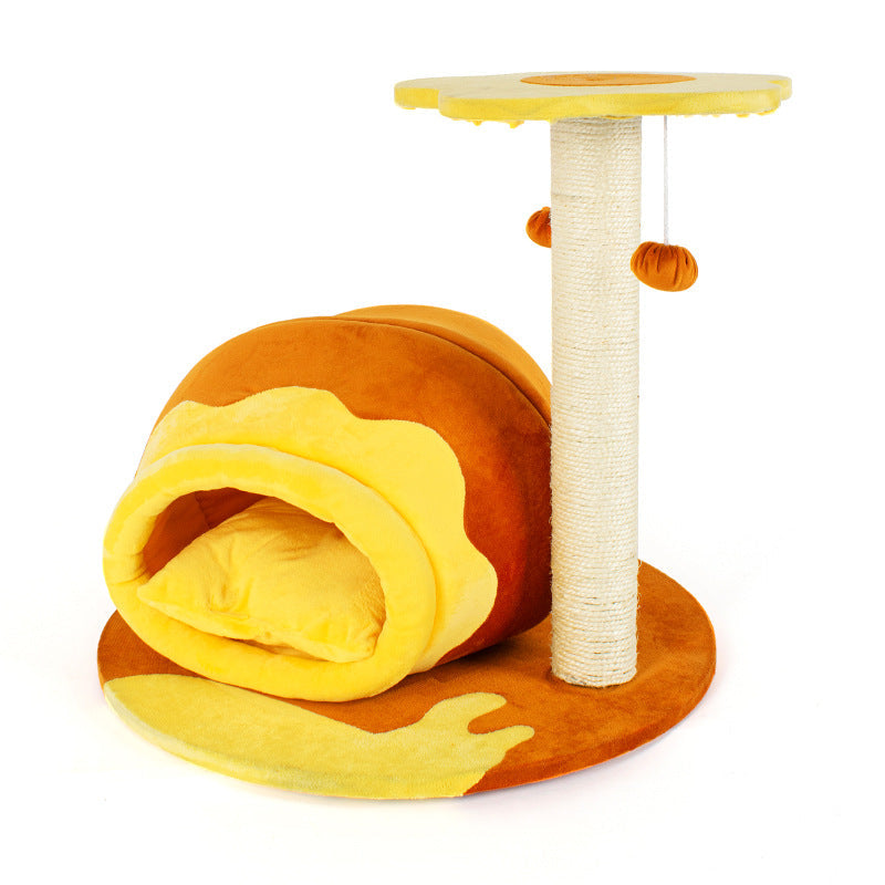 Contemporary Creative Teddy Bear-Shaped Honey Pot Velvet Sisal Sponge Paper Tube Cat Tree & Condo 1-Perch For Living Room Cuvalon