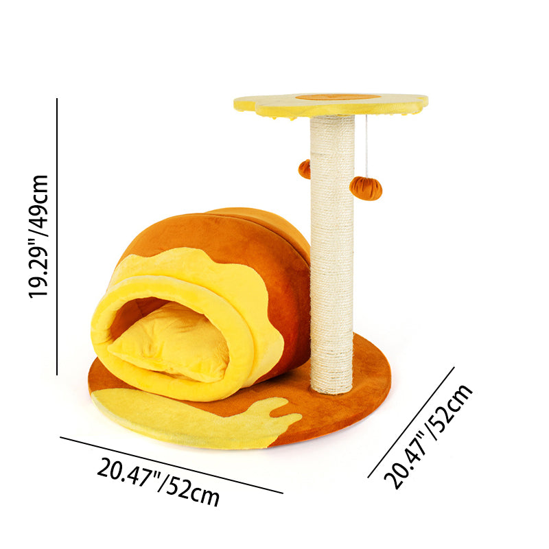 Contemporary Creative Teddy Bear-Shaped Honey Pot Velvet Sisal Sponge Paper Tube Cat Tree & Condo 1-Perch For Living Room Cuvalon