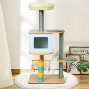 Contemporary Nordic Rectangular Cylindrical Particle Board Paper Tube Sisal Sherpa Fabric Velvet Cat Tree & Condo 2-Condo For Living Room Cuvalon