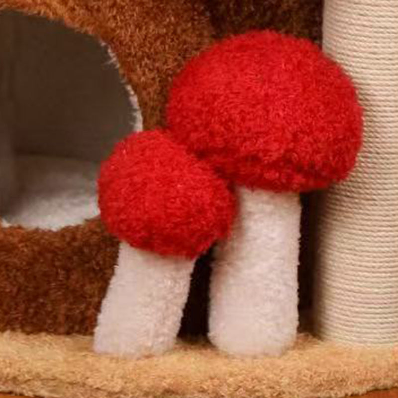 Contemporary Creative Cylindrical Tree House Pine Wood Teddy Fleece Sisal Cat Tree & Condo 2-Condo For Living Room Cuvalon