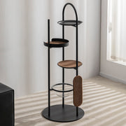Modern Minimalist Cylindrical Iron Acrylic Hemp Rope Cat Tree & Condo 3-Perch For Living Room Cuvalon