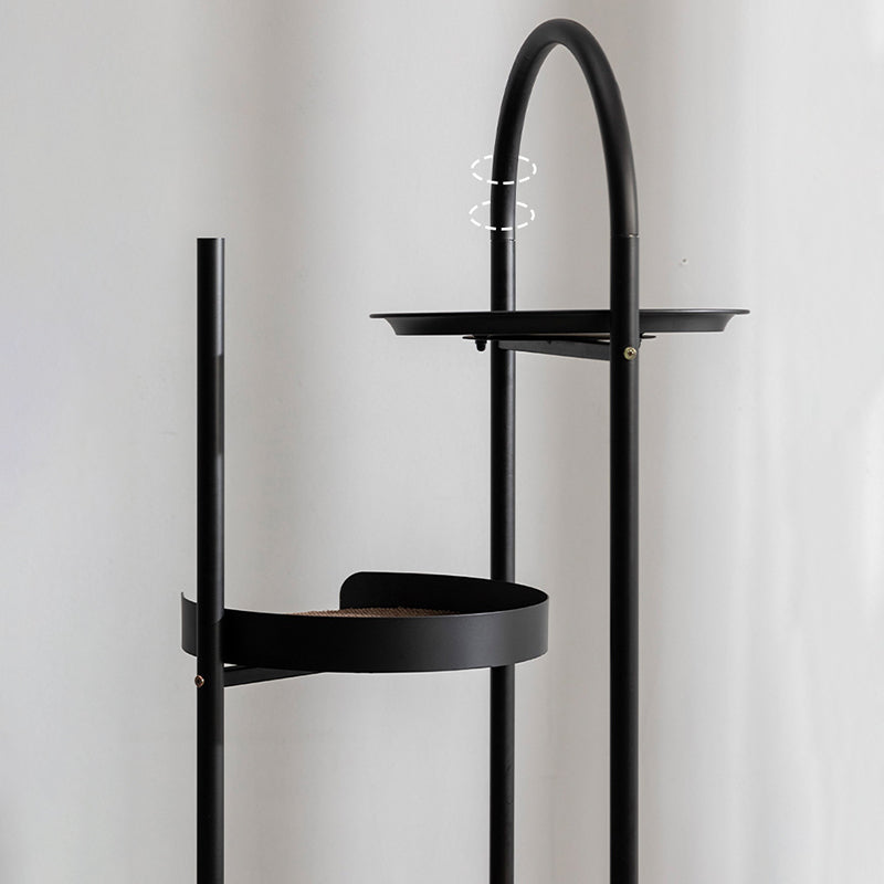 Modern Minimalist Cylindrical Iron Acrylic Hemp Rope Cat Tree & Condo 3-Perch For Living Room Cuvalon