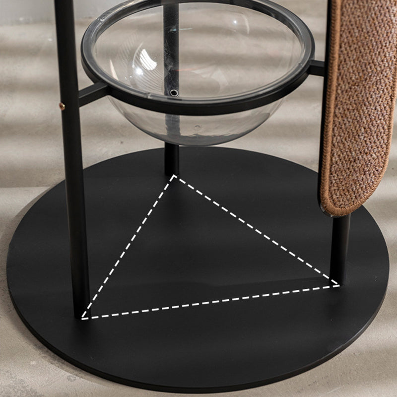 Modern Minimalist Cylindrical Iron Acrylic Hemp Rope Cat Tree & Condo 3-Perch For Living Room Cuvalon