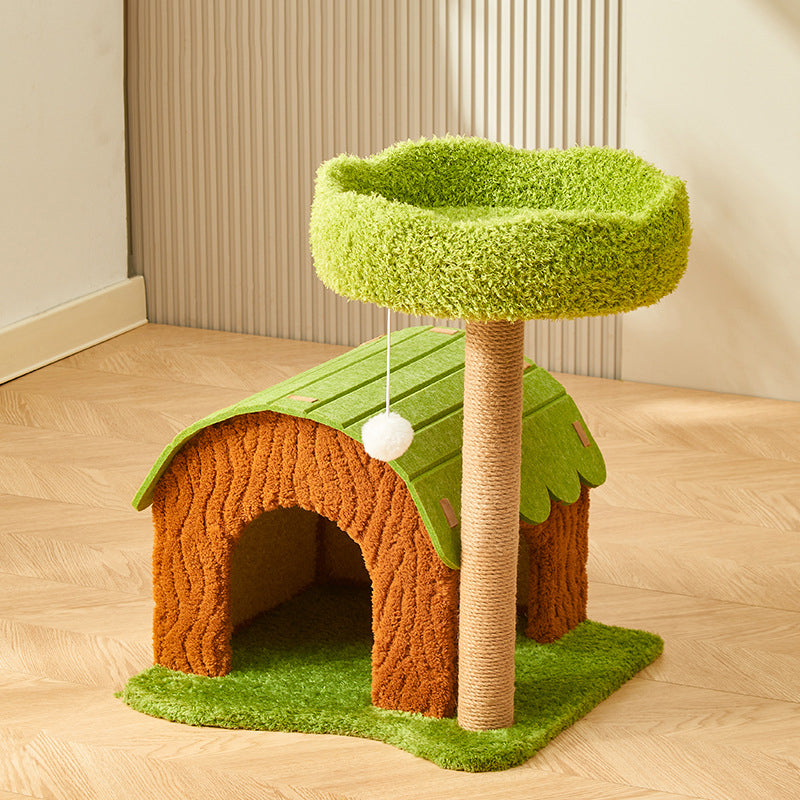 Contemporary Creative Cylindrical Tree House Medium Density Fiberboard Paper Tube Teddy Fleece Felt Sisal Acrylic Cat Tree & Condo 1/2 Condo For Living Room Cuvalon