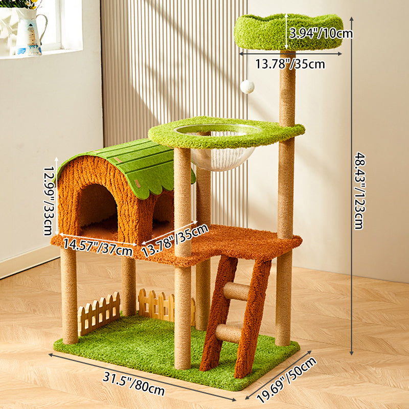 Contemporary Creative Cylindrical Tree House Medium Density Fiberboard Paper Tube Teddy Fleece Felt Sisal Acrylic Cat Tree & Condo 1/2 Condo For Living Room Cuvalon