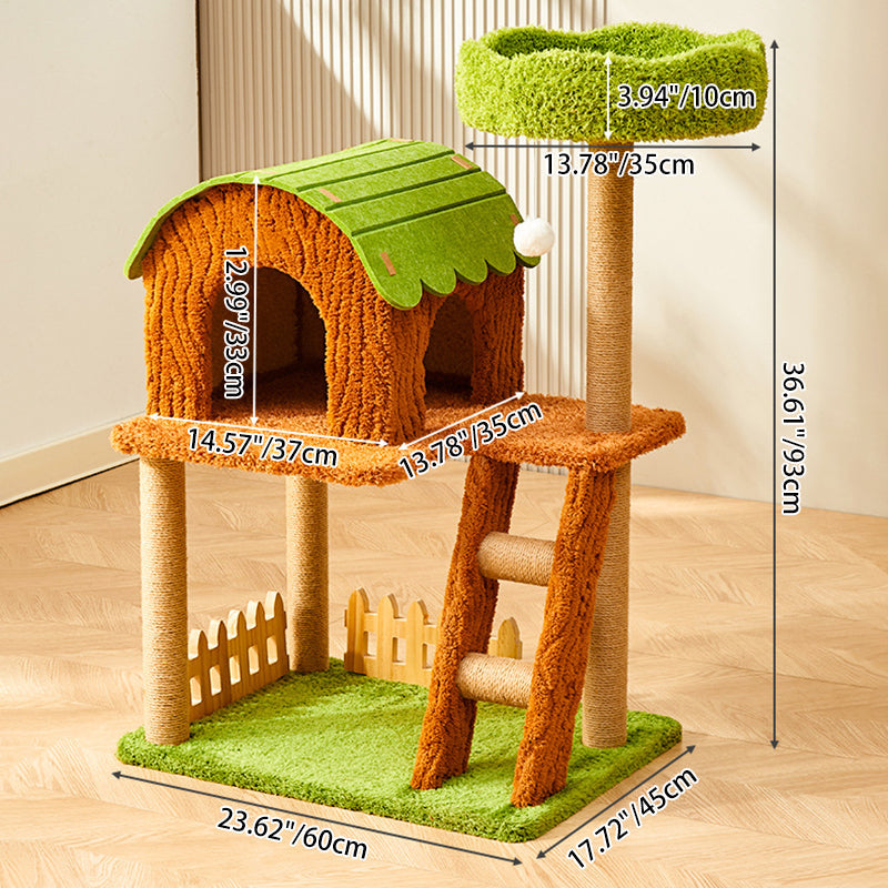 Contemporary Creative Cylindrical Tree House Medium Density Fiberboard Paper Tube Teddy Fleece Felt Sisal Acrylic Cat Tree & Condo 1/2 Condo For Living Room Cuvalon