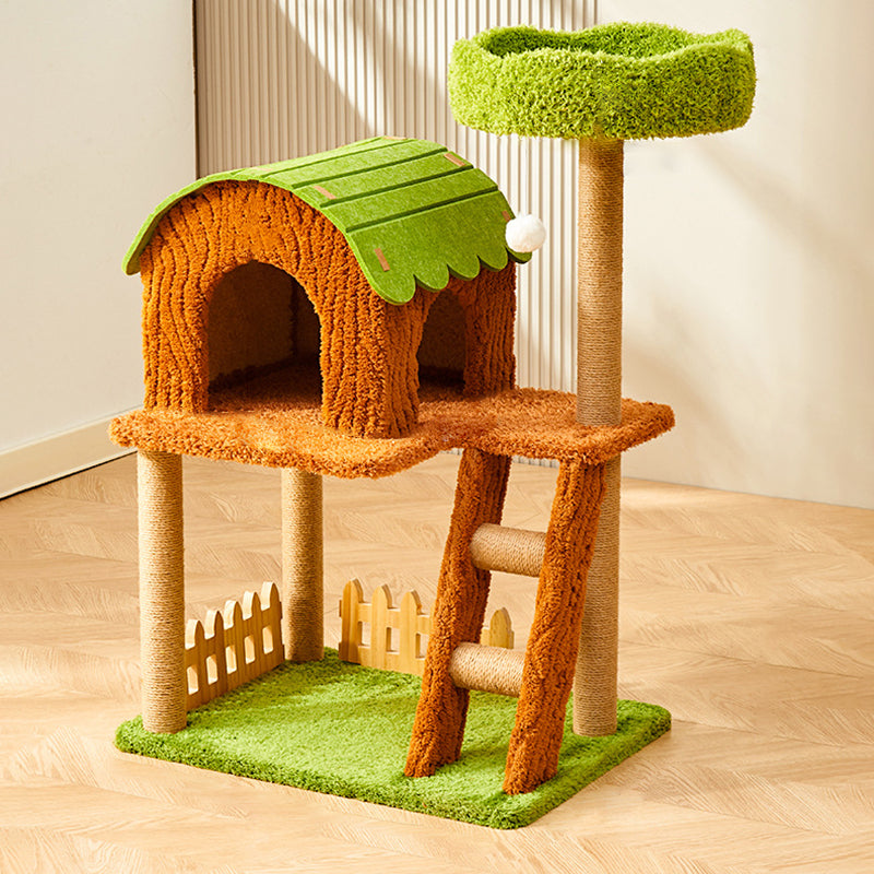 Contemporary Creative Cylindrical Tree House Medium Density Fiberboard Paper Tube Teddy Fleece Felt Sisal Acrylic Cat Tree & Condo 1/2 Condo For Living Room Cuvalon