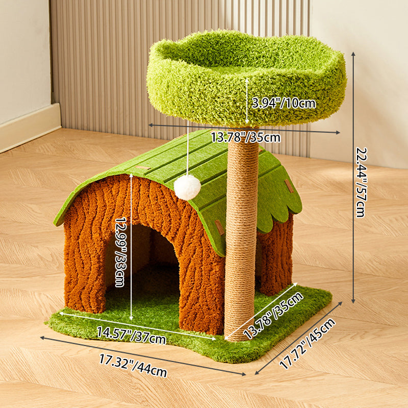Contemporary Creative Cylindrical Tree House Medium Density Fiberboard Paper Tube Teddy Fleece Felt Sisal Acrylic Cat Tree & Condo 1/2 Condo For Living Room Cuvalon
