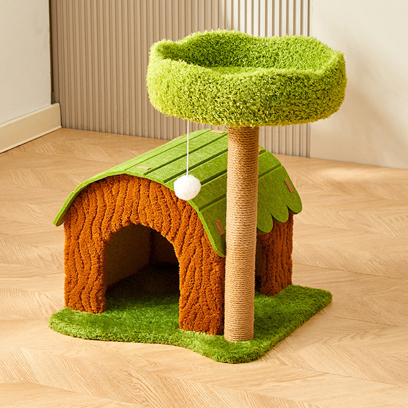 Contemporary Creative Cylindrical Tree House Medium Density Fiberboard Paper Tube Teddy Fleece Felt Sisal Acrylic Cat Tree & Condo 1/2 Condo For Living Room Cuvalon