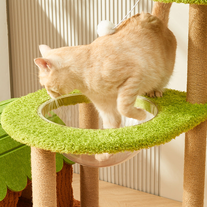Contemporary Creative Cylindrical Tree House Medium Density Fiberboard Paper Tube Teddy Fleece Felt Sisal Acrylic Cat Tree & Condo 1/2 Condo For Living Room Cuvalon