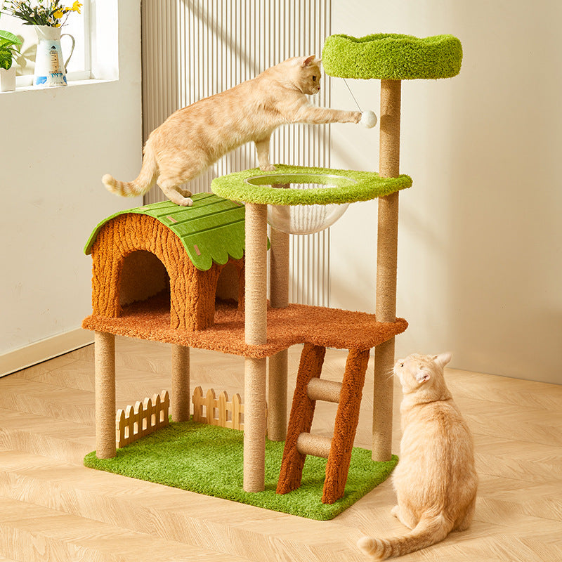 Contemporary Creative Cylindrical Tree House Medium Density Fiberboard Paper Tube Teddy Fleece Felt Sisal Acrylic Cat Tree & Condo 1/2 Condo For Living Room Cuvalon