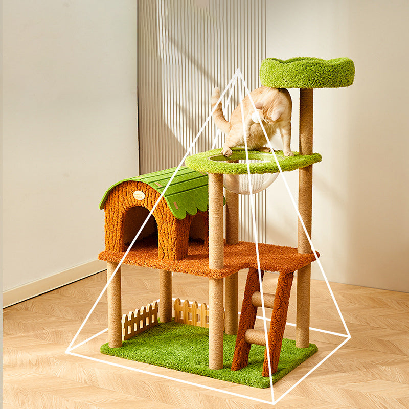 Contemporary Creative Cylindrical Tree House Medium Density Fiberboard Paper Tube Teddy Fleece Felt Sisal Acrylic Cat Tree & Condo 1/2 Condo For Living Room Cuvalon
