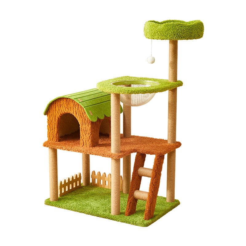 Contemporary Creative Cylindrical Tree House Medium Density Fiberboard Paper Tube Teddy Fleece Felt Sisal Acrylic Cat Tree & Condo 1/2 Condo For Living Room Cuvalon