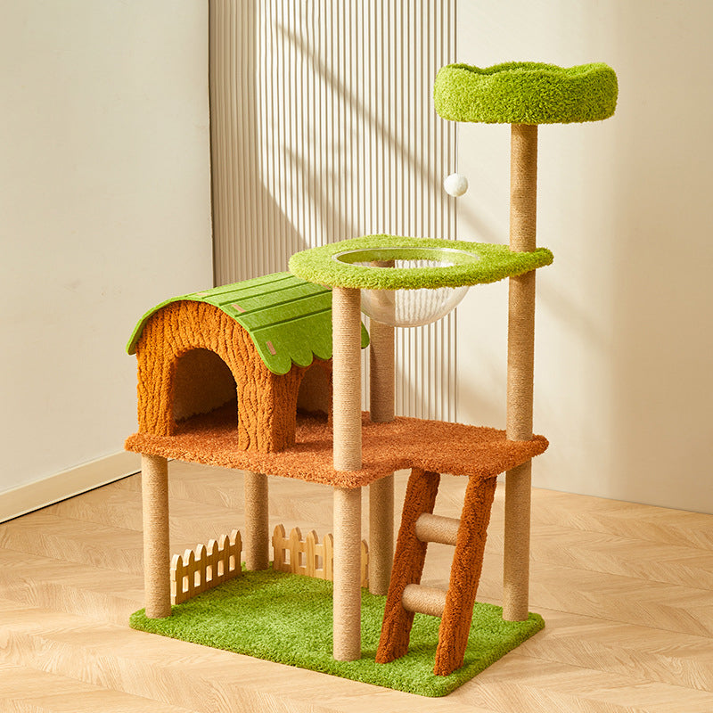 Contemporary Creative Cylindrical Tree House Medium Density Fiberboard Paper Tube Teddy Fleece Felt Sisal Acrylic Cat Tree & Condo 1/2 Condo For Living Room Cuvalon