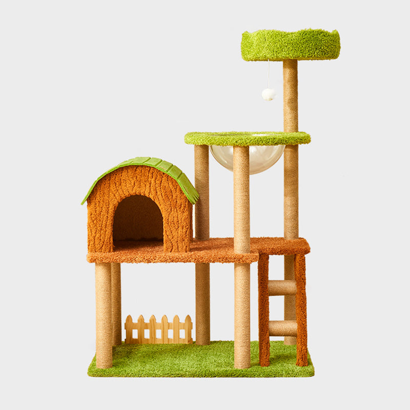 Contemporary Creative Cylindrical Tree House Medium Density Fiberboard Paper Tube Teddy Fleece Felt Sisal Acrylic Cat Tree & Condo 1/2 Condo For Living Room Cuvalon