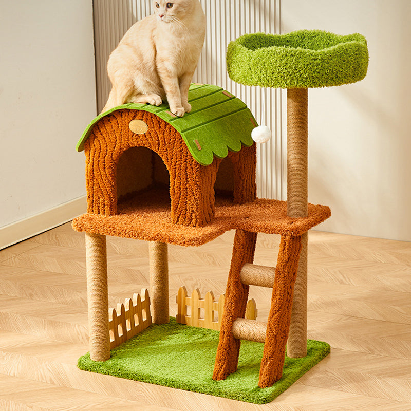 Contemporary Creative Cylindrical Tree House Medium Density Fiberboard Paper Tube Teddy Fleece Felt Sisal Acrylic Cat Tree & Condo 1/2 Condo For Living Room Cuvalon