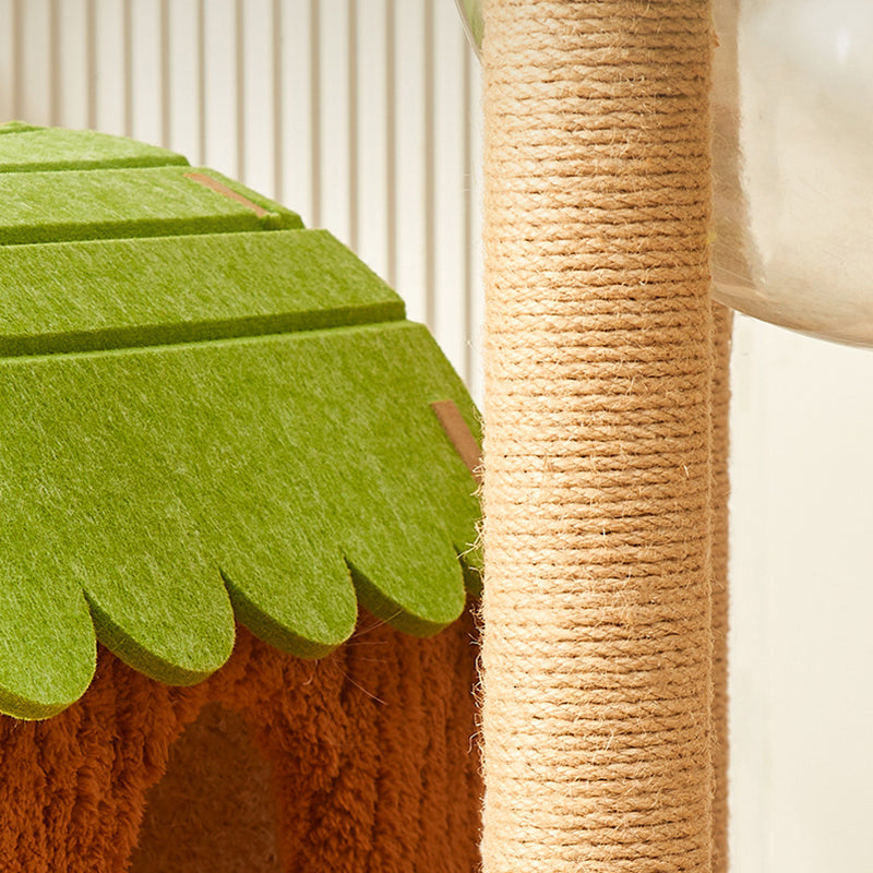 Contemporary Creative Cylindrical Tree House Medium Density Fiberboard Paper Tube Teddy Fleece Felt Sisal Acrylic Cat Tree & Condo 1/2 Condo For Living Room Cuvalon