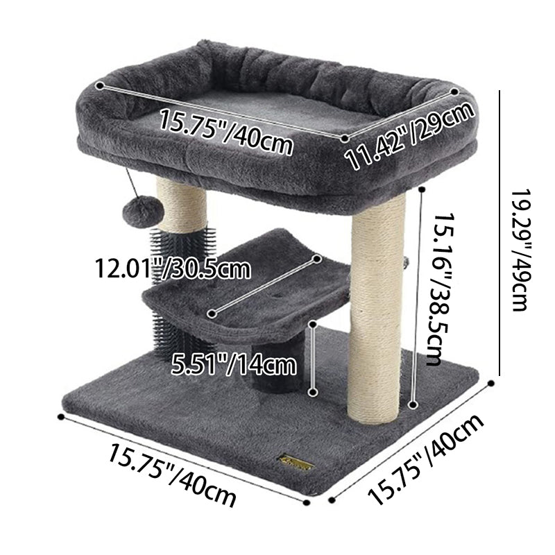 Modern Minimalist MDF Velvet Sisal Rope Rectangular Cat Tree & Condos 1-Condo 2-Scratching Post 1-Perch For Living Room Cuvalon