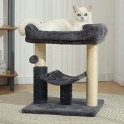 Modern Minimalist MDF Velvet Sisal Rope Rectangular Cat Tree & Condos 1-Condo 2-Scratching Post 1-Perch For Living Room Cuvalon