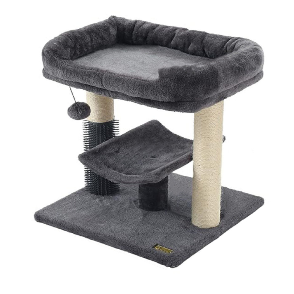 Modern Minimalist MDF Velvet Sisal Rope Rectangular Cat Tree & Condos 1-Condo 2-Scratching Post 1-Perch For Living Room Cuvalon