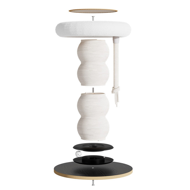 Modern Minimalist Cylindrical Wavy-Patterned Hemp Rope Bamboo Mat Velvet Medium Density Fiberboard Foam Plastic Cat Tree & Condo 1-Scratching Post For Living Room Cuvalon