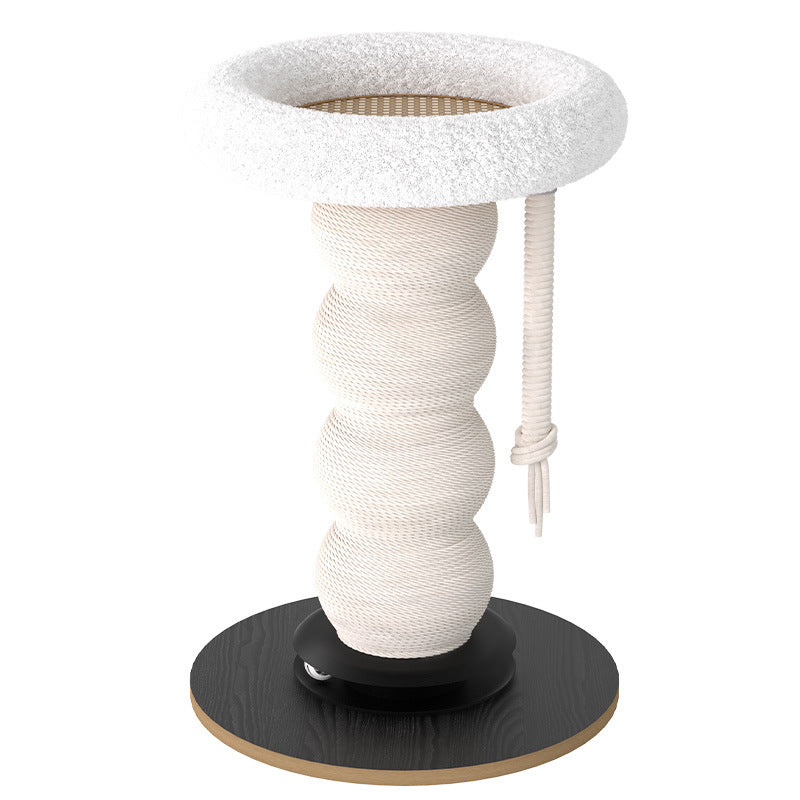 Modern Minimalist Cylindrical Wavy-Patterned Hemp Rope Bamboo Mat Velvet Medium Density Fiberboard Foam Plastic Cat Tree & Condo 1-Scratching Post For Living Room Cuvalon
