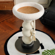 Modern Minimalist Cylindrical Wavy-Patterned Hemp Rope Bamboo Mat Velvet Medium Density Fiberboard Foam Plastic Cat Tree & Condo 1-Scratching Post For Living Room Cuvalon