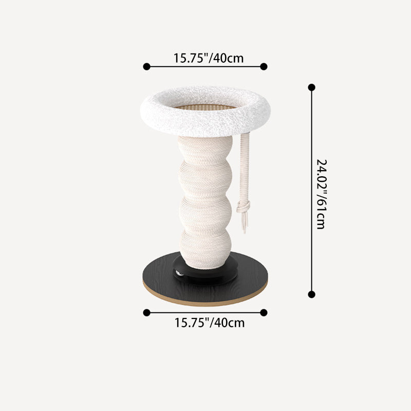 Modern Minimalist Cylindrical Wavy-Patterned Hemp Rope Bamboo Mat Velvet Medium Density Fiberboard Foam Plastic Cat Tree & Condo 1-Scratching Post For Living Room Cuvalon