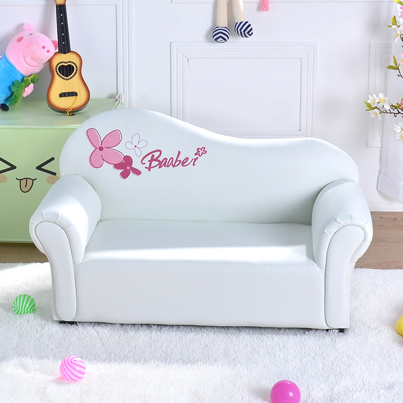 Modern Minimalist Rectangular Curved Solid Wood PU Leather Kids Sofa Backrest Armrest For Living Room Cuvalon