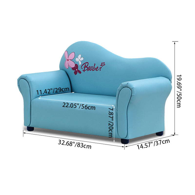 Modern Minimalist Rectangular Curved Solid Wood PU Leather Kids Sofa Backrest Armrest For Living Room Cuvalon