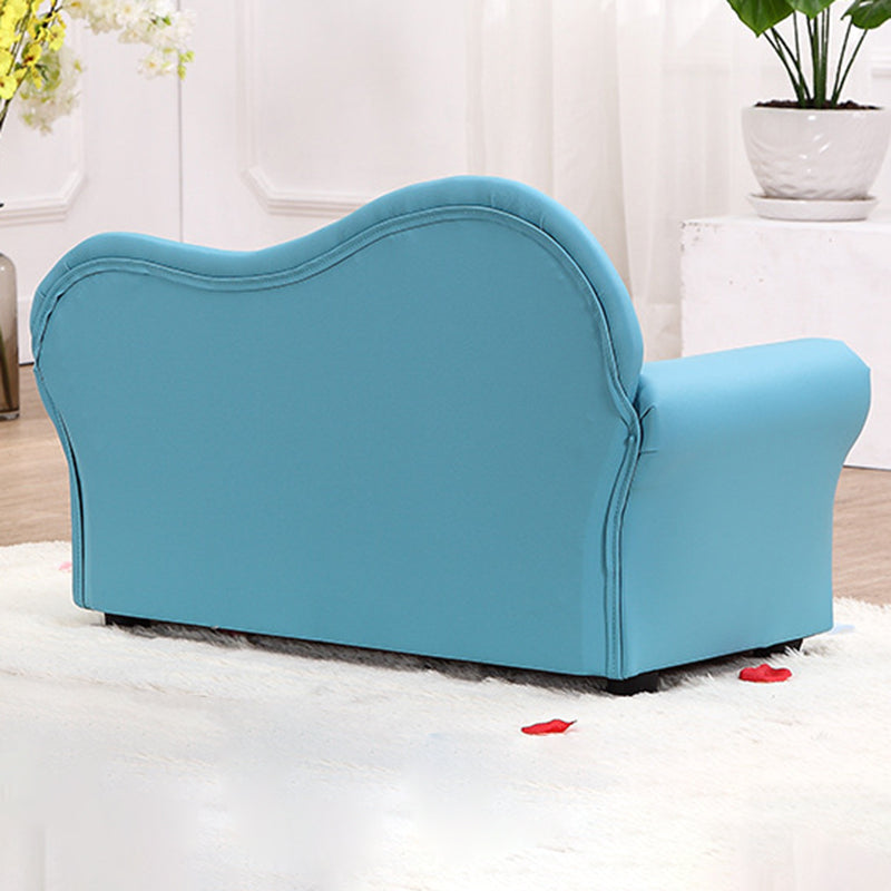 Modern Minimalist Rectangular Curved Solid Wood PU Leather Kids Sofa Backrest Armrest For Living Room Cuvalon